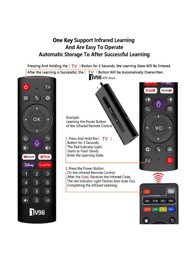 تلفزيون جهاز استقبال تلفزيوني ذكي TV98 ATV بنظام أندرويد 14، يدعم دقة 8K، وترددات 2.4 جيجاهرتز و5 جيجاهرتز، وواي فاي مزدوج، وبلوتوث 5.0، وتقنية HDR10، وجهاز تحكم عن بعد صوتي، ومشغل وسائط Globe H313، وذاكرة 2 جيجابايت + 16 جيجابايت. - Image 2
